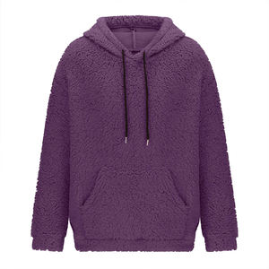 เสื้อมีฮู้ดขนสัตว์สำหรับผู้ชายเสื้อฮู้ดแขนยาวสีม่วงเปิดไหล่เปิดไหล่เสื้อฮู้ดแนวสตรีทแบบผูกเชือกสำหรับฤดูหนาวออกแบบได้ตามต้องการ - Product Image 1
