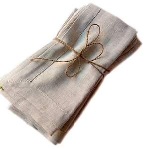 Serviette de table en lin 100% fait main, style moderne, broderie à la main, ourlet en échelle, 50x50cm, fibre résistante, personnalisable, pour les fêtes - Product Image 3