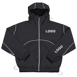 OEM Factory Custom 3m <b>Reflective</b> Hooded Breathable Lightweight Four-Way Stretch Summer Windbreaker <b>Jacket</b> Nylon Pants Tracksuits - Product Image 3