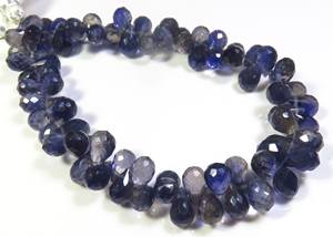 Perles de pierres précieuses en iolite bleue naturelle facettées en forme de briolette 9-11 mm Perles de pierres précieuses en iolite en forme de larme 9 pouces pour la création de bijoux - Product Image 6