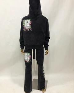 Oem nueva llegada de los hombres de talla grande Sudadera con capucha conjuntos de alta calidad 100% algodón sudadera Puff impresión invierno chándal de gran tamaño para los hombres - Product Image 6