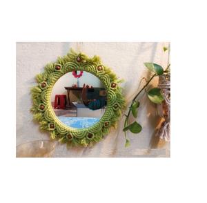 Miroir mural en macramé couleur design moderne Finition naturelle unique Décoration de Noël pour le salon - Product Image 3
