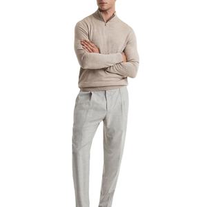 Custom <b>Men's</b> Half Zip Funnel <b>Neck</b> <b>Jumper</b> Solid Color <b>Polo</b> Knit Shirt Merino Wool and Cotton Pullover Plus Size Sweater - Product Image 4