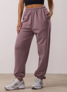 Conjunto de sudadera y pantalones deportivos de felpa color malva para mujer, con cuello alto y media cremallera, cálido y suave para estar en casa o viajar - Product Image 3