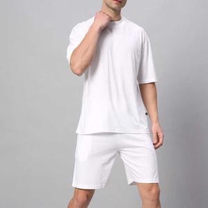 Conjunto de pantalones cortos y camisa Unisex, chándal de verano con cuello redondo, camiseta, pantalones cortos, conjuntos de chándal de algodón para hombres, transpirables de gran tamaño - Product Image 2