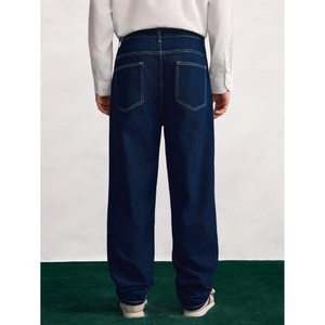 Jean en denim pour homme style vintage DX bleu pierre, coupe droite, jambe large, écologique, respirant, délavé, ample, grande taille, léger, été - Product Image 6