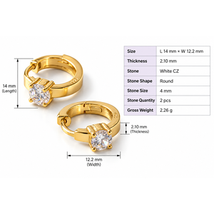 14k Gold Pearl <b>Huggie</b> Hoop <b>Earrings</b> with Rhodium Plating - Product Image 6