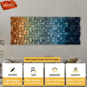 UNIART Gallery Interiors 3D Sculptured Woodblock Handmade Hotel Corridor Vertical Hanging Geometric Wooden Panel Decor <strong>Wall</strong> <strong>Art</strong> - Product Image 2
