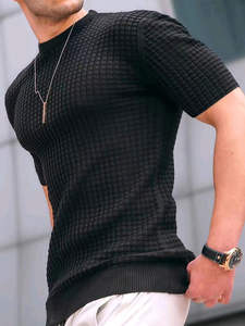 Nouveau design, qualité supérieure, mélange polyester/coton, coupe ample, épaules légèrement tombantes, t-shirt homme à manches courtes, sans marque, surdimensionné - Product Image 3