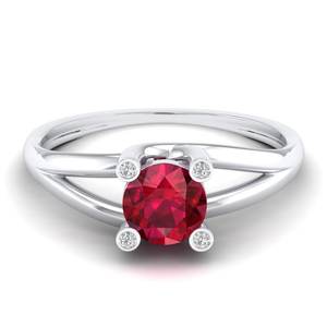 Anillos Solitarios de Plata de Ley 925 con Moissanita VVS de Lujo REYES para Mujer, Corte Redondo, Anillos de Compromiso con Piedra Preciosa de Rubí de 0.84 - Product Image 1