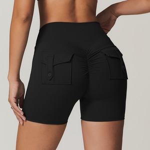Pantalones cortos de yoga para mujer Cintura alta Correr Gimnasio Entrenamiento Pantalones cortos de yoga Spandex Pantalón corto Atlético - Product Image 3