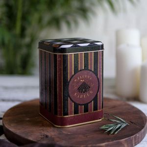 Caja de lata de Metal cuadrada de 90x90x125mm, 1L, tapa deslizante, elegancia de circo Vintage, hojalata reciclable para embalaje de dulces, hojalata de plástico - Product Image 1