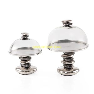 Torta di lusso Set con coperture a cupola in vetro e <span class=keywords><strong>pietra</strong></span> rosa con Base elegante Display da Dessert per torte Cupcakes pasticcini e frutta - Product Image 2