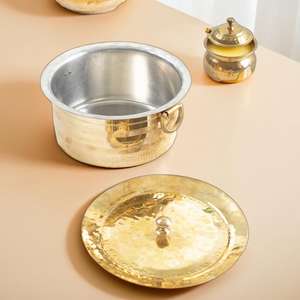 Patila ทองเหลืองพร้อมบุษราคัมทองเหลืองที่เข้ากันเหมาะสำหรับการปรุงอาหารอินเดียแบบดั้งเดิมที่มีเสน่ห์เหนือกาลเวลา - Product Image 2