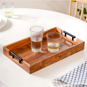 Grand plateau de service en bois Plateau de service rustique avec poignée décorative - Product Image 2