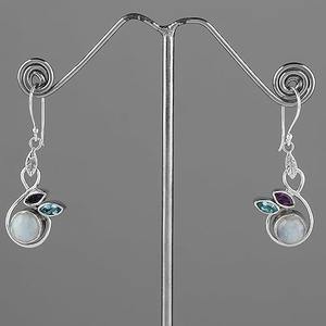 ต่างหูแบบห้อย925สีเงินสเตอร์ลิงสีทองประดับพลอยบุษราคัมสำหรับงานเลี้ยงงานแต่งงานของผู้หญิง - Product Image 5