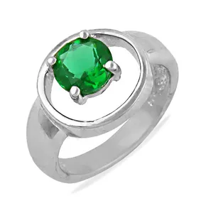 "Romantic Rhodium-Plated 925 <b>Silver</b> <b>Emerald</b> Cross <b>Ring</b> for Women's Fine Jewelry" - Product Image 3