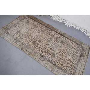 พรมตุรกีโบราณ3.4 x 6.4ft สีเบจสีน้ำตาลคลาสสิกพื้นที่ขนาดใหญ่การออกแบบเย็บปะติดปะต่อกันด้วยผ้าขนสัตว์ผ้าขนสัตว์สี่เหลี่ยมห้องโถงน้ำยางสำหรับห้องพัก - Product Image 4