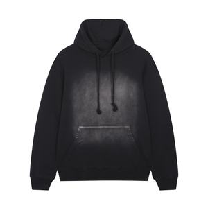 2026 Best Quality Unisex Black 300gsm Knitted Cotton Pullover Custom Logo Oversized Hoodie Heavyweight for <b>Men</b> Wholesale - Product Image 1