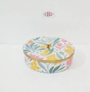 Pot à fruits secs imprimé en métal de 7 pouces de diamètre pour les cadeaux et les retours de fruits secs - Product Image 1