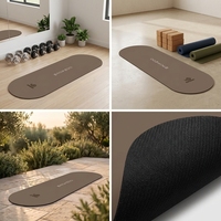 Tapis de yoga personnalisé Sansd en caoutchouc naturel PU, ovale arqué, marron café, antidérapant, écologique, durable, 5 mm