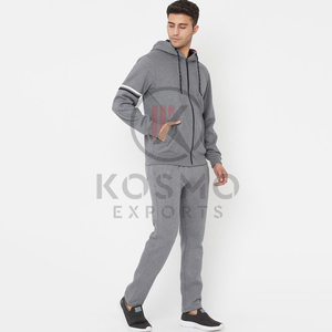 Conjunto de ropa de gimnasio de fitness transpirable personalizada de talla XL para hombre Sudadera con capucha de manga larga gris con logotipo impreso Ropa de entrenamiento de lana de invierno - Product Image 1