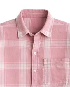 Camisa a Cuadros para Hombre, Manga Larga, Estilo Casual de Franela, Color Rosa Suave y Blanco, Fabricante Personalizado, Venta al por Mayor, OEM - Product Image 5