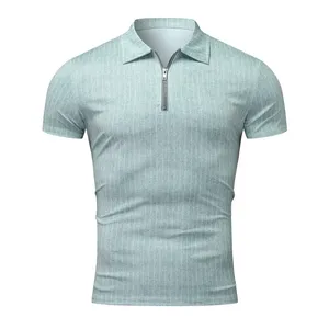 Personnalisé de haute qualité pour Polo manches courtes fermeture éclair conception confortable respirant Jersey tissu solide motif avec bûche personnalisée - Product Image 5