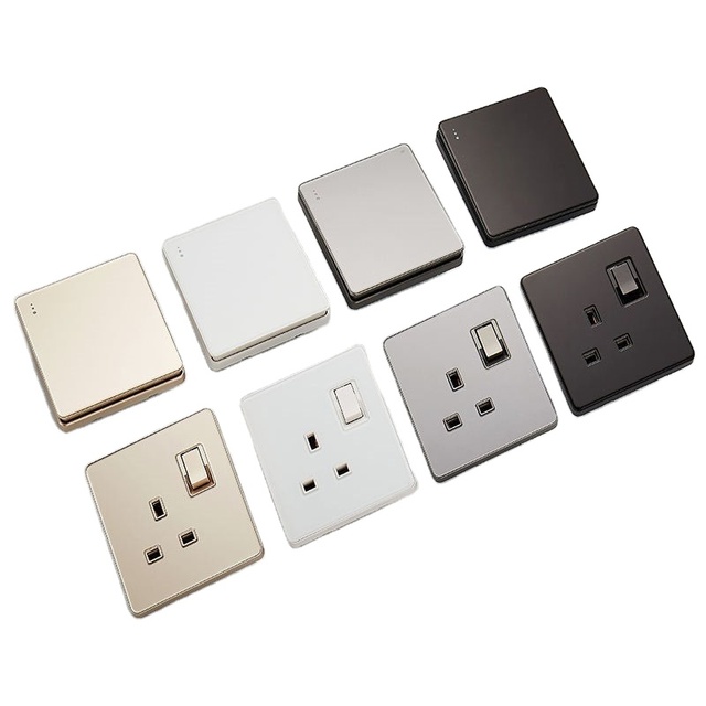 HOT Selling Brushed Stainless Steel UK Standard Wall Switch Socket With Electrical Socket Light Switch