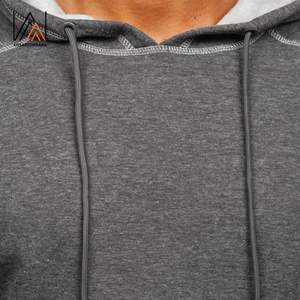 Sudadera con capucha gris para hombre con logotipo personalizado a granel, Sudadera con capucha de lana de algodón de peso pesado, sudaderas con capucha con bolsillo de canguro y cordón - Product Image 6