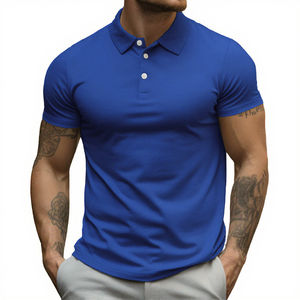 Logo personnalisé pour vêtements Tissu en polyester et élasthanne extensible dans les 4 sens, respirant et absorbant l'humidité, polo de sport ajusté pour homme - Product Image 3