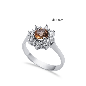 12 mm forma redonda sultanita CZ Seone Cluster anillo 925 anillo de plata esterlina venta al por mayor joyería turca - Product Image 2