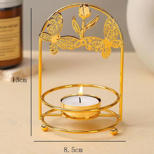 Bougeoir simple en or support de lampe de thé élégant pour la décoration intérieure support de bougie doré moderne pour la décoration de table - Product Image 1