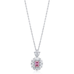 Rectangle Rose CZ Pierre Fleur Conception 925 Argent Charme Collier Turc Fabriqué À La Main En Gros Bijoux - Product Image 1