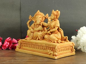Statue en résine Riddhi Siddhi Ganesh, design Art Déco, faite à la main pour la décoration de la maison et des temples, meilleur cadeau de retour, spécial Diwali - Product Image 3