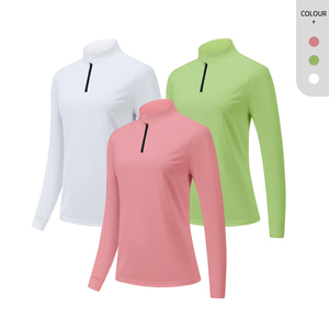 Tops de entrenamiento de manga larga fruncidos para mujer, jersey con cremallera de secado rápido, camiseta ajustada atlética para Yoga - Product Image 2