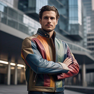 Multi Panel Motorbike Racing Jacket Homme Custom Fashion Designer Classic Biker Jacket Motorcycle Pu Faux Leather Jackets - Product Image 3