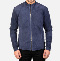 Vente en gros – Nouvelle collection 2025 – Blouson en daim pour homme avec empiècements en cuir véritable et toile – Tendance hiver, respirant et coupe-vent