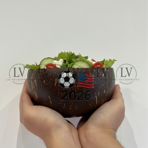 Tazón de Coco Jumbo Pulido Orgánico con Diseño de Balón de Fútbol para Aperitivos y Bebidas, Regalo para Eventos de Vietnam - Product Image 6