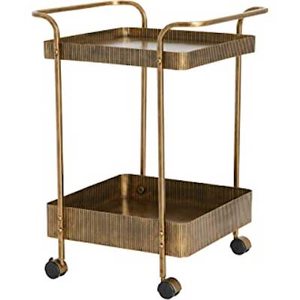 Carrito de servicio de metal dorado con cuatro ruedas, mesa de comedor móvil de hierro + vidrio para uso en el gimnasio del restaurante del hotel en casa - Product Image 3