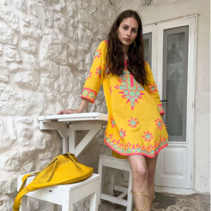 ใหม่อินเทรนด์เดรสแฮนด์เมดปักสามในสี่แขนมินิความยาวพรรคสวมชุดลําลองสั้น - Product Image 3