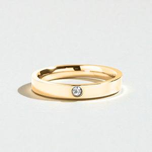 Bague en argent sterling 925 - Bague de promesse solitaire en CZ coloré de 3 mm de coupe ronde - Bande minimaliste empilable - Product Image 5