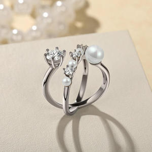 Anillo de Eternidad Jeulia con Perlas de Corte Redondo y Baño de Oro Rosa para Mujer - Product Image 5