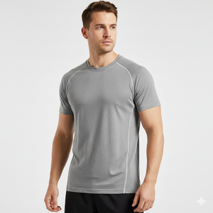 T-shirt pour homme à col rond, tissu léger à séchage rapide, manches courtes, vêtements de sport, vêtements actifs pour homme, confortable, logo personnalisé, haute qualité - Product Image 4