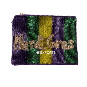 Porte-monnaie en perles Mardi Gras fait à la main pochette de carnaval coloré, sac à main unique de mode Boho pour les femmes - Product Image 4