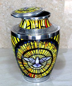 Aluminum Hand Painted Cremation Urn Memorial Urn <b>Funeral</b> <b>Supplies</b> Indian Manufacture L MAX B EXPORTS - Product Image 1