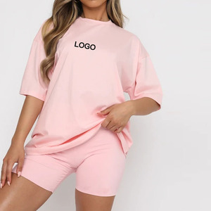 เสื้อยิมฟิตเนสผู้หญิง ขายส่ง แบบเปล่า รับสั่งทำ ปักโลโก้ พิมพ์ลาย สีชมพูล้วน ผ้าโพลีเอสเตอร์/คอตตอน ทรงโอเวอร์ไซส์ คุณภาพสูง - Product Image 6
