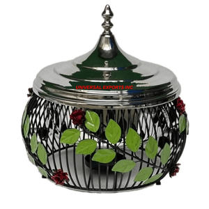 Calentador de alimentos de acero inoxidable, hecha a mano cazuela de diseñador de buena calidad, vajilla de mesa de forma redonda, olla caliente de metal - Product Image 3