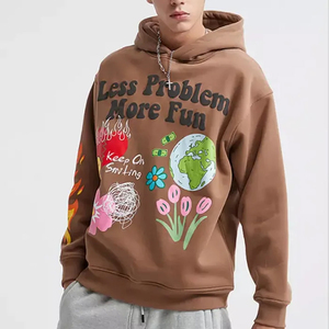 Sweat à capuche unisexe en éponge française de haute qualité Logo personnalisé Impression bouffante sérigraphie Vêtements en coton polaire brodés d'hiver - Product Image 1