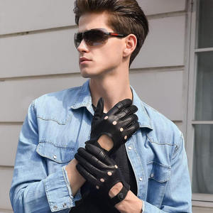 JNM SEGURIDAD Hombres Guantes de cuero Piel de oveja Conducción Ciclismo Pantalla táctil Motocicleta Guantes sin forro para la venta - Product Image 5